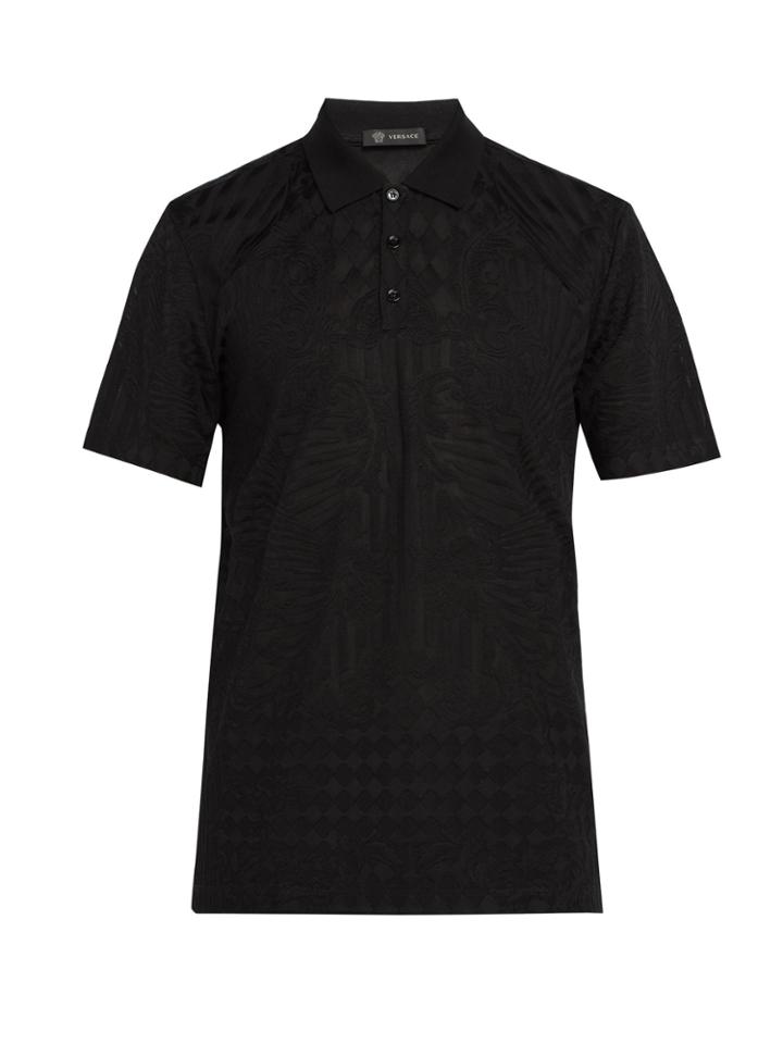 Versace Baroque Logo-jacquard Polo Shirt