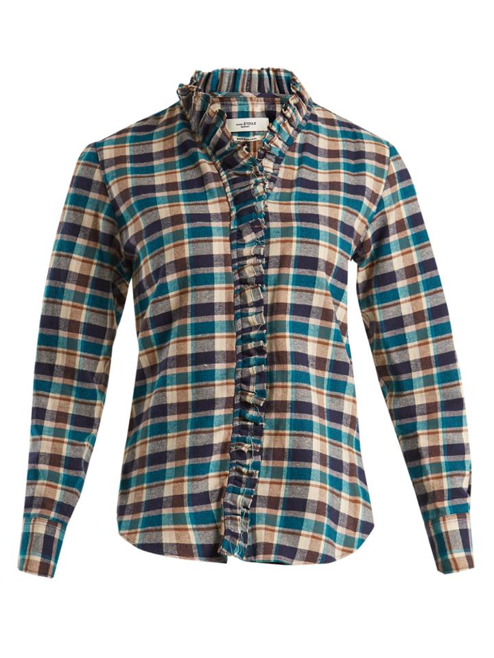 Isabel Marant Étoile Wendy Ruffle-trimmed Checked Cotton Shirt