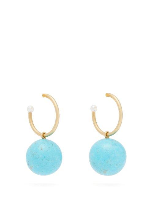 Matchesfashion.com Irene Neuwirth - Turquoise & 18kt Gold Hoop Earrings - Womens - Blue