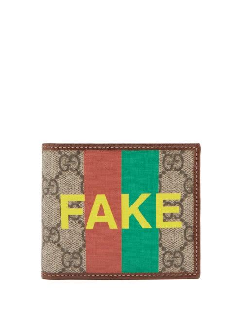 Matchesfashion.com Gucci - Fake/not Logo-print Gg Supreme Bifold Wallet - Mens - Brown Multi