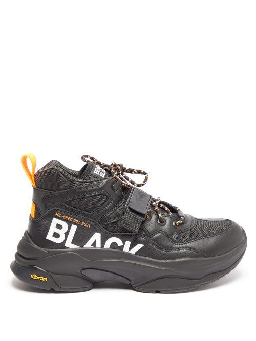 Matchesfashion.com Brandblack - Saga Mil Spec Mesh And Leather Trainers - Mens - Black