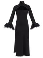 Ladies Rtw 16arlington - Odessa Cutout Feather-trim Crepe Dress - Womens - Black