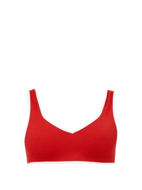 Matchesfashion.com Odyssee - Azur Piped-edge Bikini Top - Womens - Red Multi
