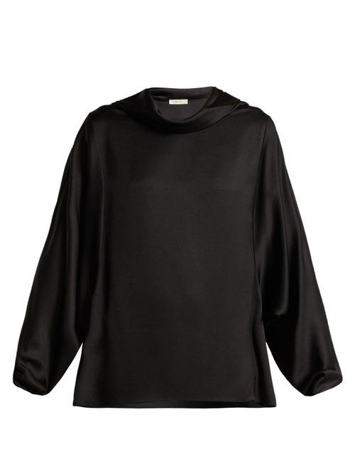 Matchesfashion.com The Row - Iona Cowl Neck Silk Satin Top - Womens - Black