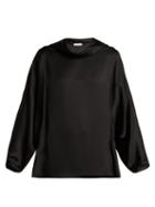 Matchesfashion.com The Row - Iona Cowl Neck Silk Satin Top - Womens - Black