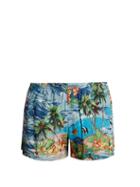 Matchesfashion.com Prada - Paradise Print Swim Shorts - Mens - Blue Multi