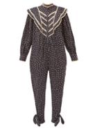 Matchesfashion.com Isabel Marant Toile - Realia Floral-dot Cotton-voile Jumpsuit - Womens - Navy Multi