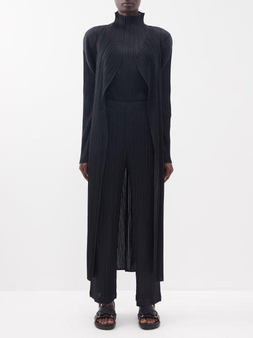 Pleats Please Issey Miyake - Technical-pleated Coat - Womens - Black