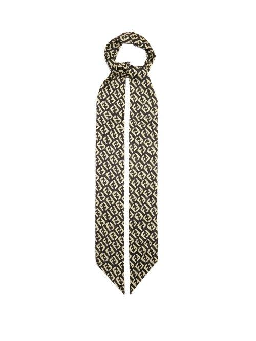 Matchesfashion.com Fendi - Ff Logo Print Silk Scarf - Womens - Green