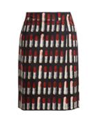 Prada Lipstick-print Midi Skirt