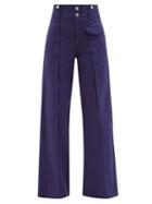 Isabel Marant - Dilemony High-rise Cotton-twill Wide-leg Trousers - Womens - Indigo