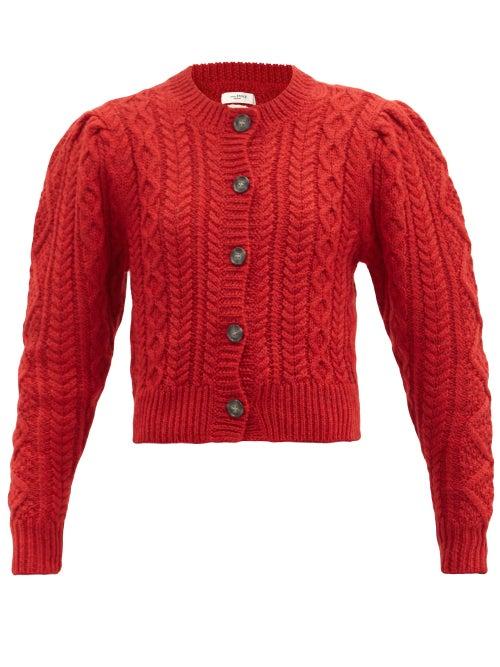 Matchesfashion.com Isabel Marant Toile - Rianne Cropped Cable-knit Wool Cardigan - Womens - Red