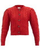 Matchesfashion.com Isabel Marant Toile - Rianne Cropped Cable-knit Wool Cardigan - Womens - Red