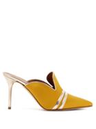 Matchesfashion.com Malone Souliers By Roy Luwolt - Hayley Point Toe Satin Mules - Womens - Yellow