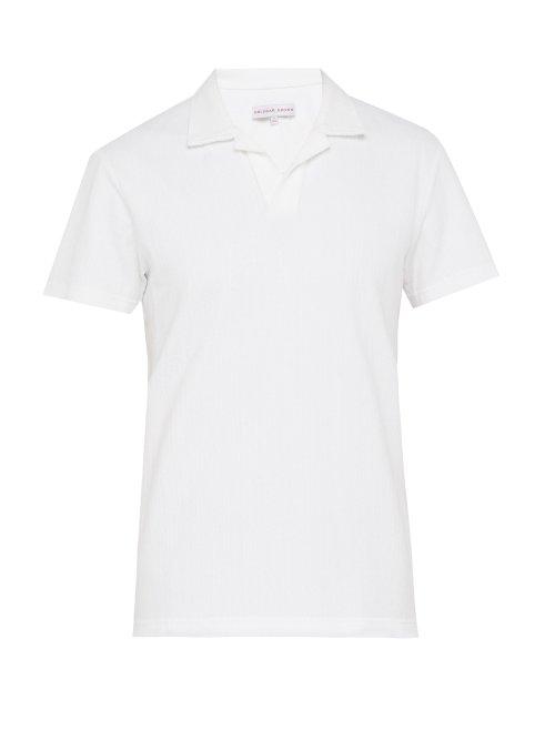 Matchesfashion.com Orlebar Brown - Terry Textured Cotton Blend Polo Shirt - Mens - White