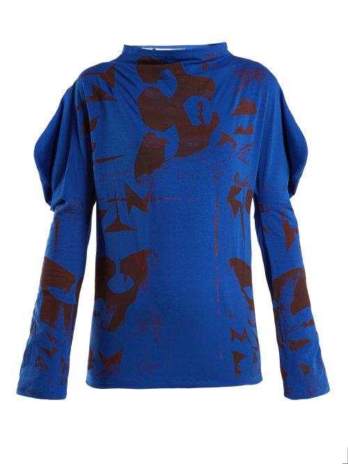 Matchesfashion.com Matty Bovan - Printed Stretch Jersey Top - Womens - Red Multi
