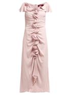Matchesfashion.com Sies Marjan - Portia Ruffle Front Crepe Midi Dress - Womens - Pink
