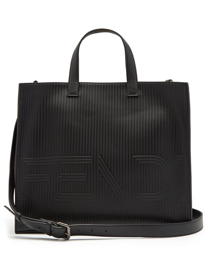 Fendi Stripe-embossed Leather Tote