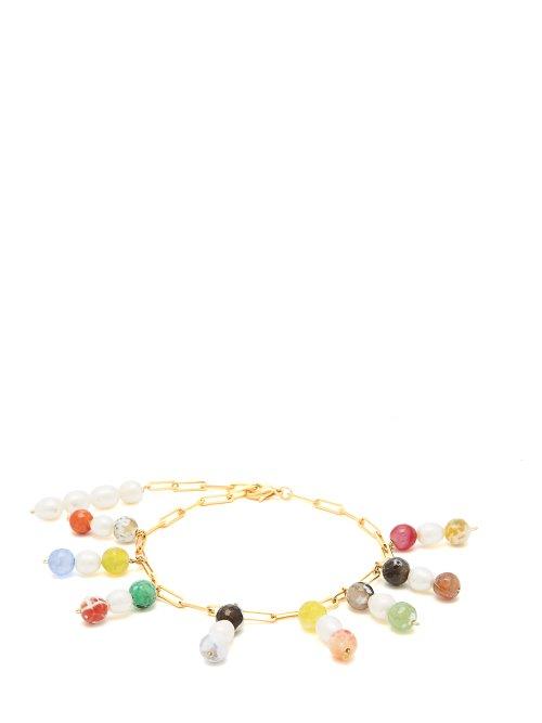 Matchesfashion.com Timeless Pearly - Pearl Embellished Gold Plated Anklet - Womens - Gold