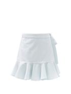 Matchesfashion.com Casa Raki - Agnostia Gingham Organic-cotton Mini Wrap Skirt - Womens - Light Blue