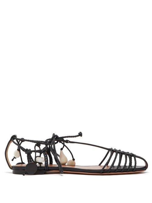 Matchesfashion.com Altuzarra - Tullio Shell Braided Leather Sandals - Womens - Black