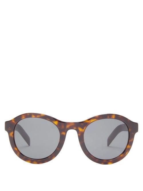Matchesfashion.com Prada Eyewear - Round Tortoiseshell-effect Acetate Sunglasses - Mens - Tortoiseshell