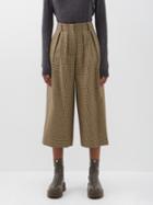 Moncler - Cropped Houndstooth Wool-blend Trousers - Womens - Camel