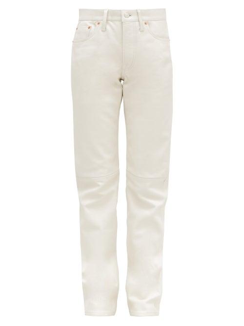 Matchesfashion.com Acne Studios - 1997 High Rise Straight Leg Leather Trousers - Womens - Ivory