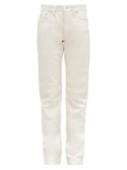 Matchesfashion.com Acne Studios - 1997 High Rise Straight Leg Leather Trousers - Womens - Ivory