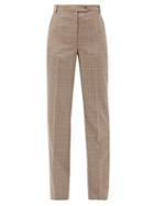 Matchesfashion.com Burberry - Fleur Checked Wool Trousers - Womens - Brown Multi