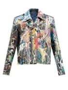 Charles Jeffrey Loverboy - Dispatch Paint-splatter Leather Biker Jacket - Womens - Black Multi