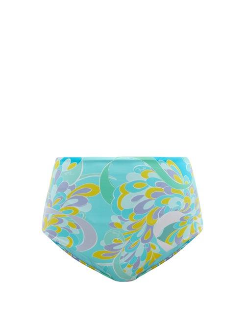 Matchesfashion.com Emilio Pucci - Abstract-print High-rise Bikini Briefs - Womens - Blue Print