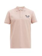 Matchesfashion.com Alexander Mcqueen - Butterfly Embroidered Cotton Piqu Polo Shirt - Mens - Pink