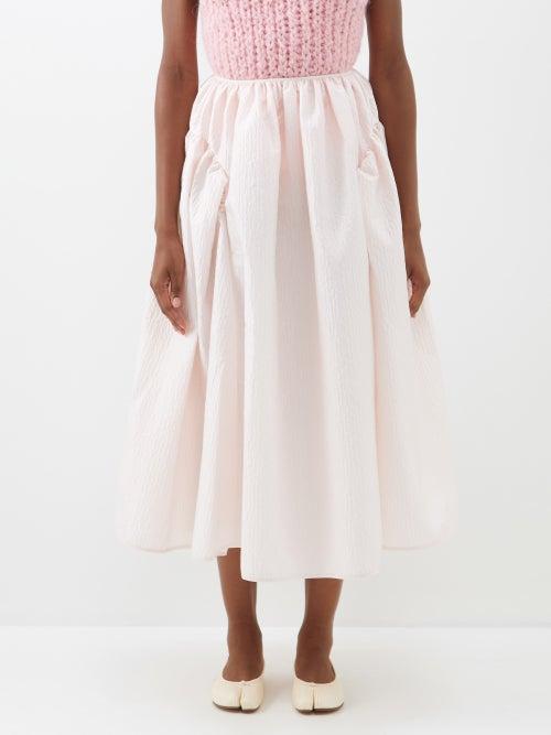 Cecilie Bahnsen - Fatou Panelled Cloqu Midi Skirt - Womens - Light Pink