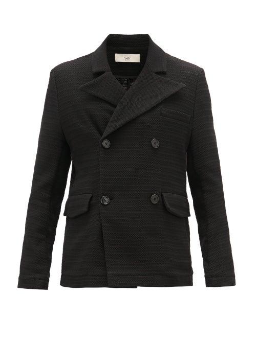 Matchesfashion.com Sfr - James Double-breasted Basketweave Blazer - Mens - Black
