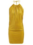 Matchesfashion.com Alexandre Vauthier - Halter Neck Crystal Embellished Mini Dress - Womens - Gold