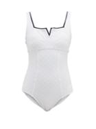 Matchesfashion.com Heidi Klein - Square Neck Bow Back Swimsuit - Womens - White