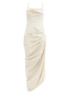 Matchesfashion.com Jacquemus - Saudade Draped Cotton-blend Dress - Womens - Light Beige