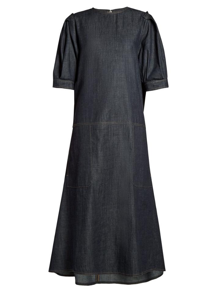 Marni Gathered-back Raw-denim Dress
