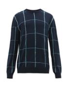 Matchesfashion.com Paul Smith - Windowpane Check Virgin Wool Sweater - Mens - Navy