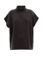 Allude - Roll-neck Short-sleeved Wool-blend Sweater - Womens - Black