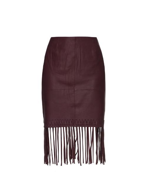 Elizabeth And James Jaxson Leather Fringe Skirt