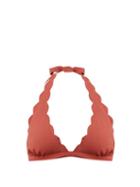 Matchesfashion.com Marysia - Spring Scallop Edged Halterneck Bikini Top - Womens - Dark Pink