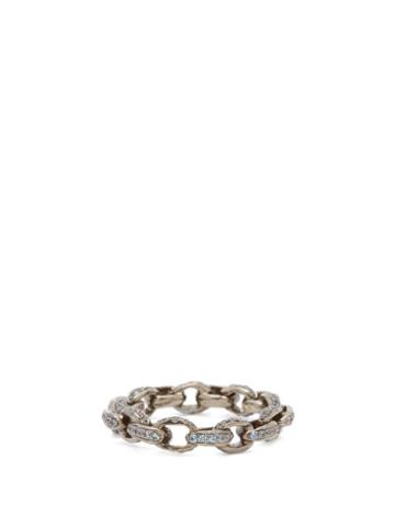 Matchesfashion.com Patcharavipa - Sapphire & 18kt Gold Chain Ring - Womens - Black Gold