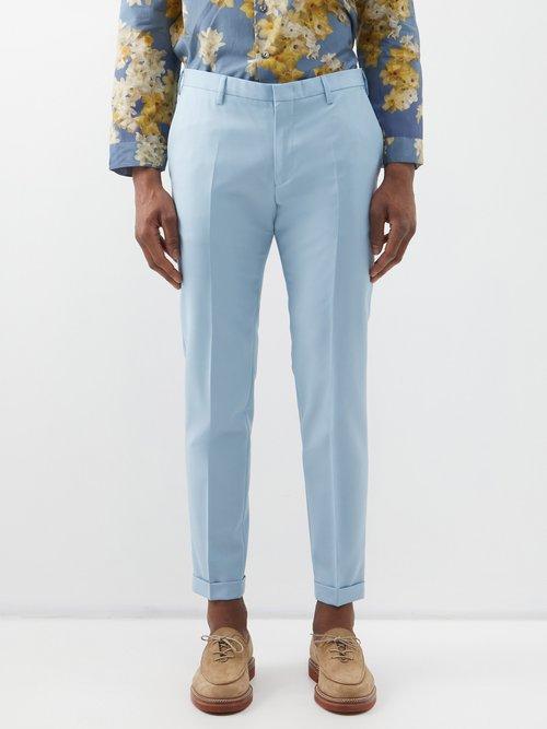 Paul Smith - Turn-up Wool-blend Suit Trousers - Mens - Light Blue
