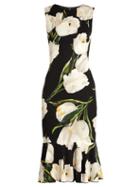Dolce & Gabbana Tulip-print Stretch-silk Charmeuse Dress