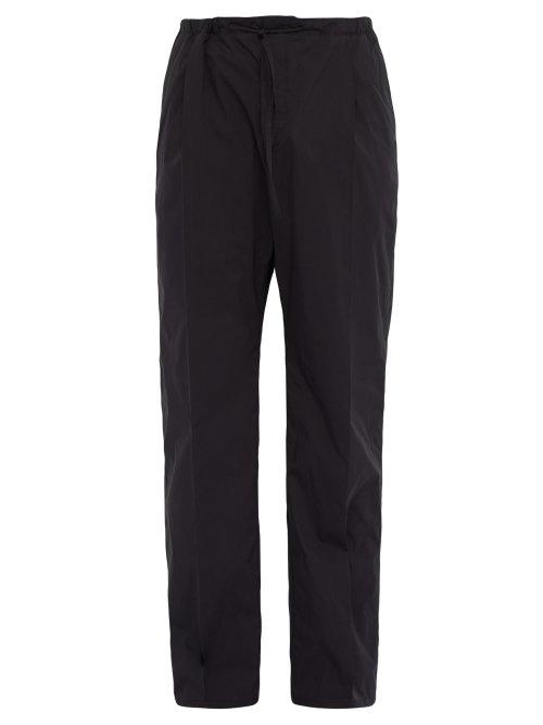 Matchesfashion.com Bottega Veneta - Drawstring Waist Cotton Blend Trousers - Mens - Black