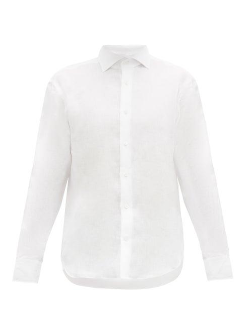 Matchesfashion.com Odyssee - Cutaway Collar Linen Shirt - Mens - White