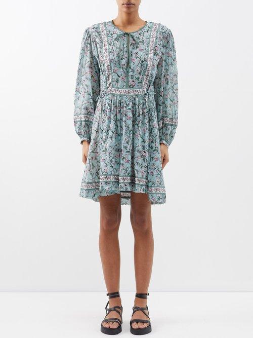 Isabel Marant Toile - Gilinesia Floral-print Cotton Dress - Womens - Green Multi
