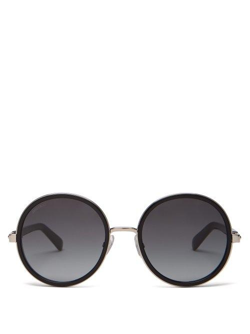 Matchesfashion.com Jimmy Choo - Andie Glitter Round Frame Sunglasses - Womens - Black